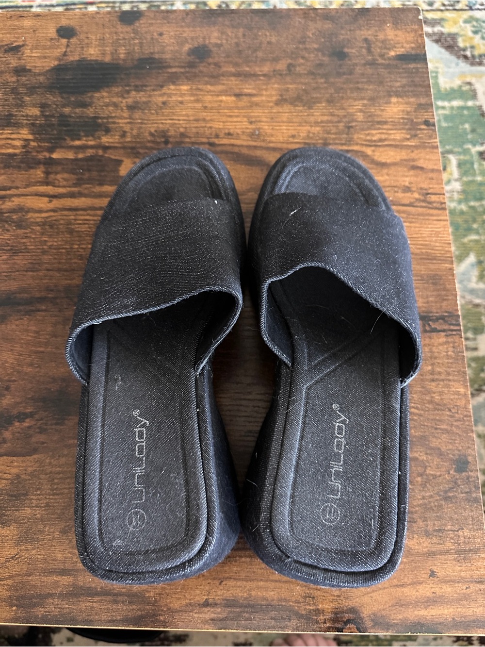 Unilady tall heel black slip-on sandals